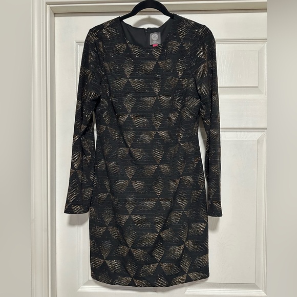 NWOT Vince Camuto simmer sequin black and gold dress, size 10 - Picture 1 of 5
